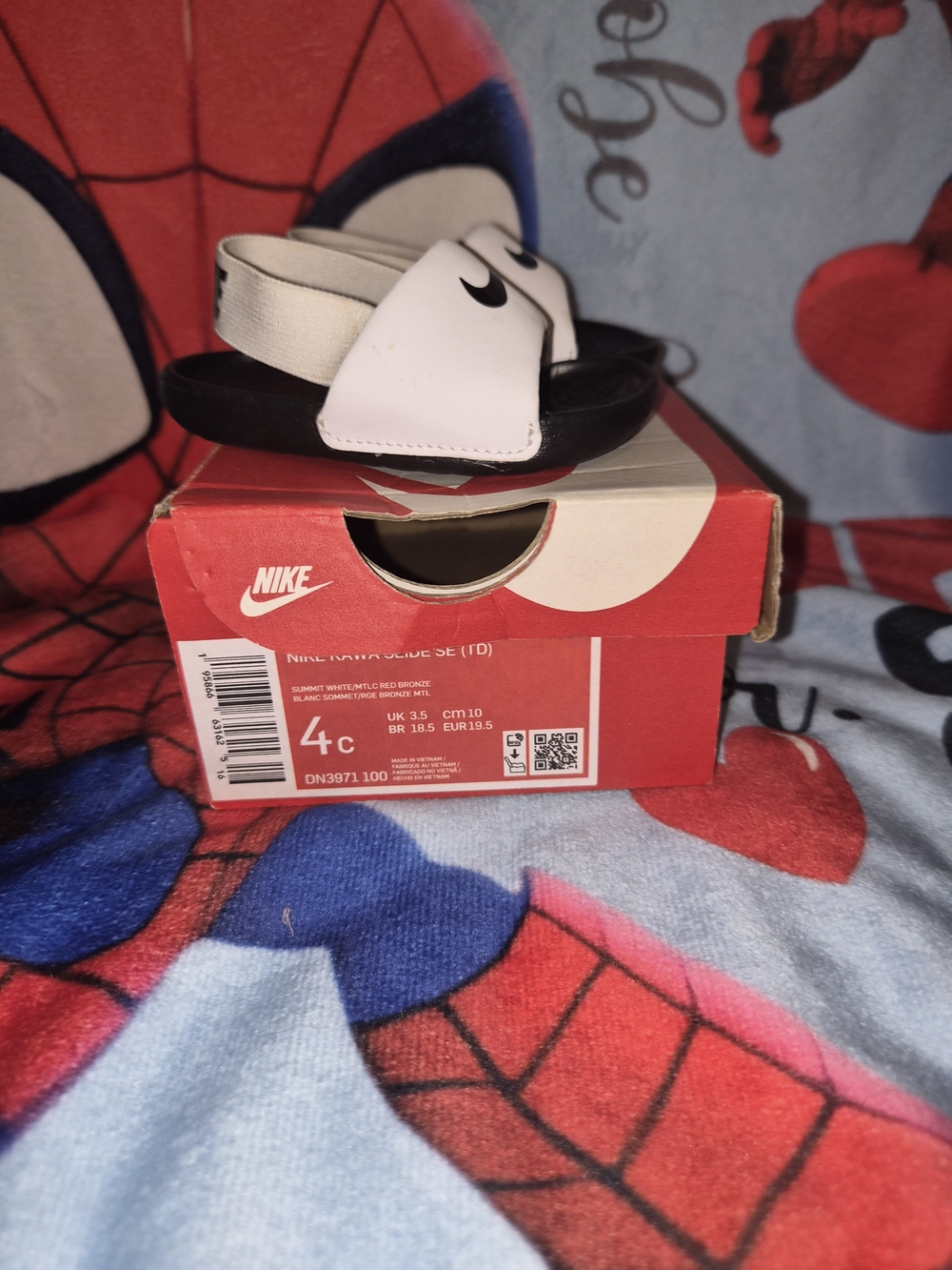 Nike Kids White & Black Slide Sandals